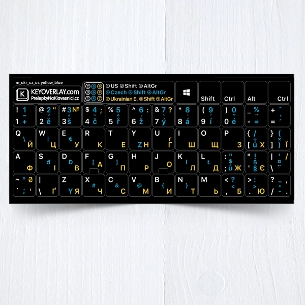 Czech, English, Ukrainian - keyboard stickers