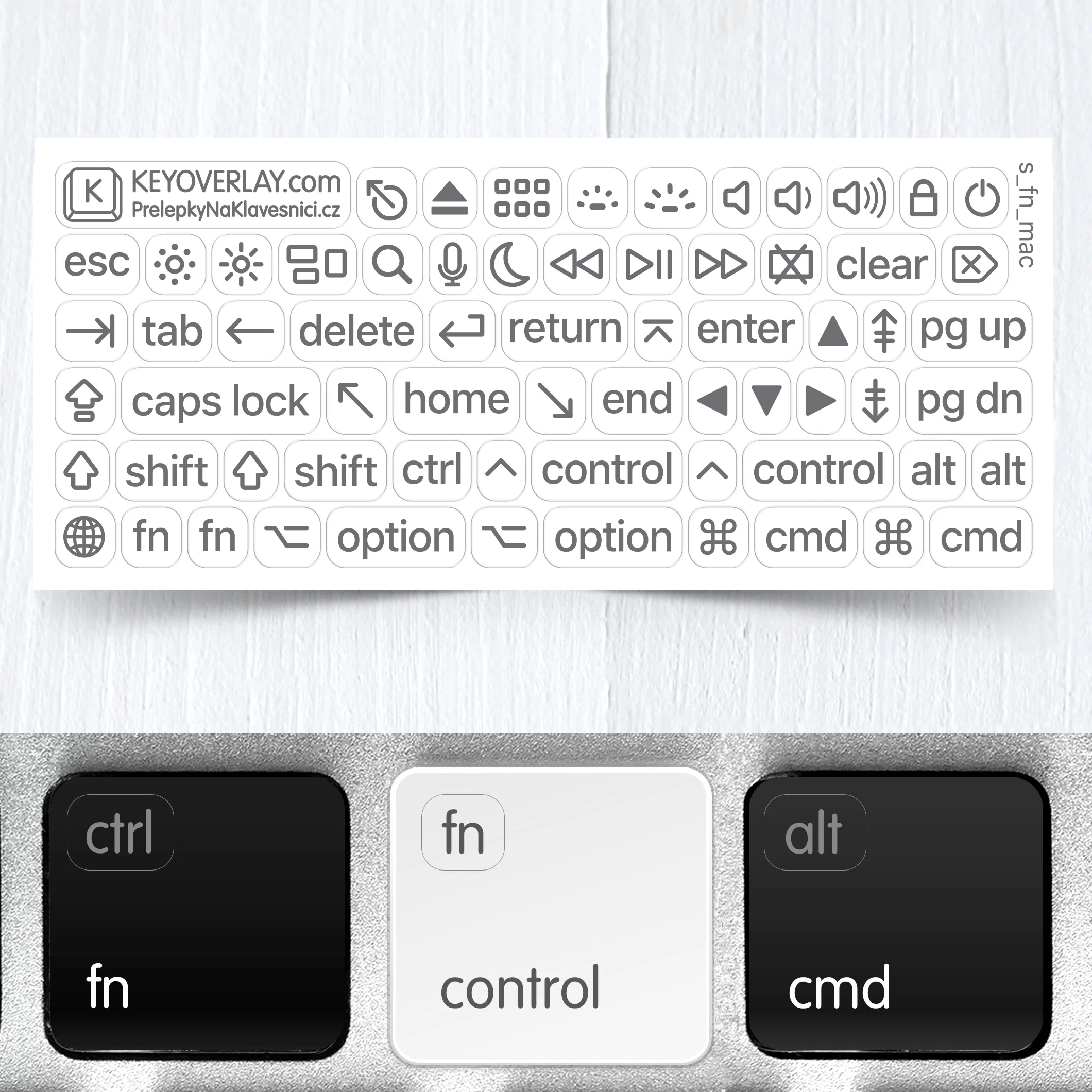 Apple Mac OS Transparent Keyboard Stickers for Function Keys