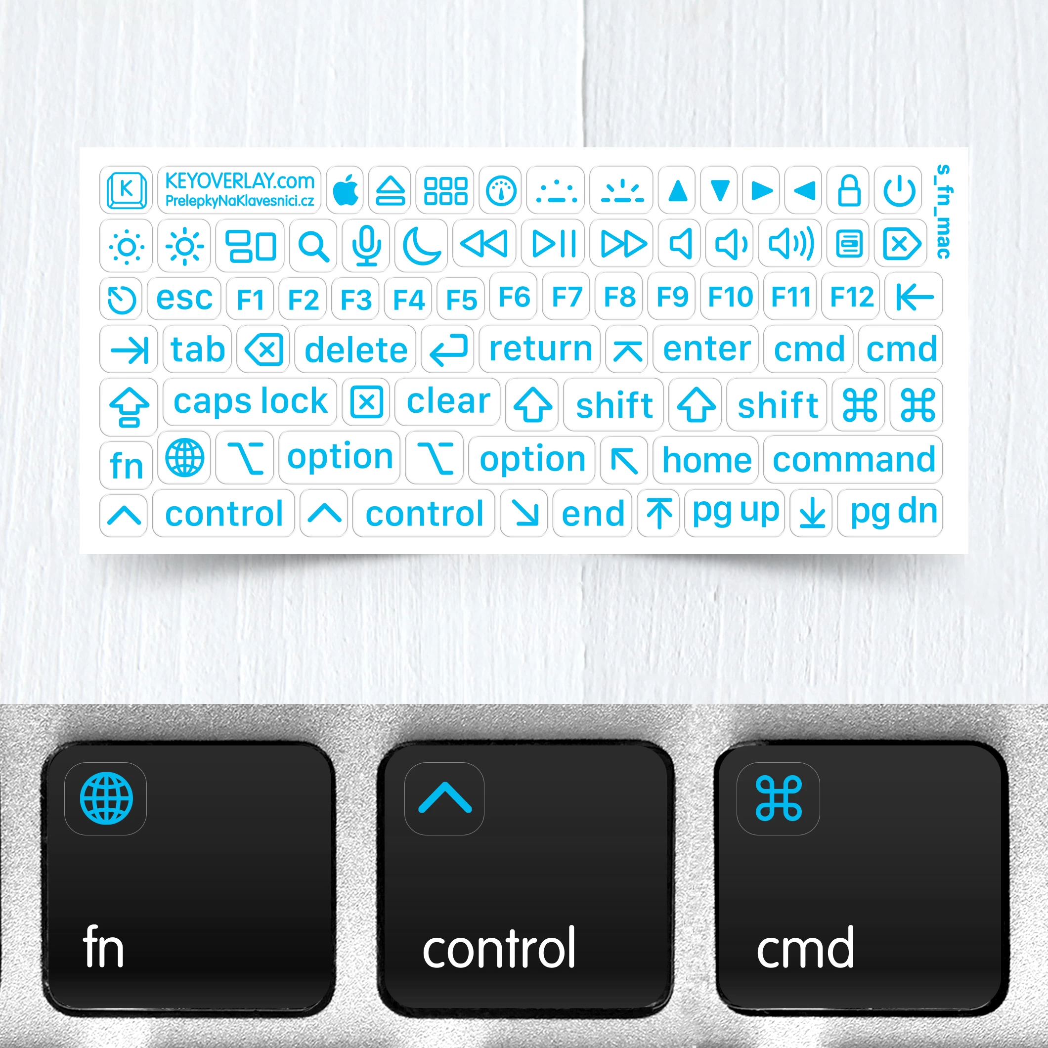 Apple Mac OS Transparent Mini Keyboard Stickers for Function and Modifier Keys