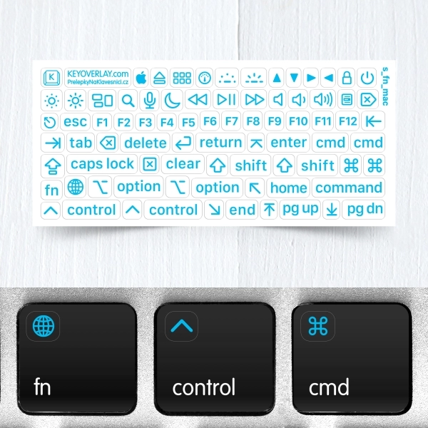 Apple Mac OS Transparent Mini Keyboard Stickers for Function and Modifier Keys