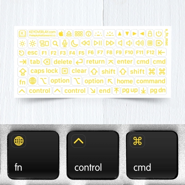 Apple Mac OS Transparent Mini Keyboard Stickers for Function and Modifier Keys