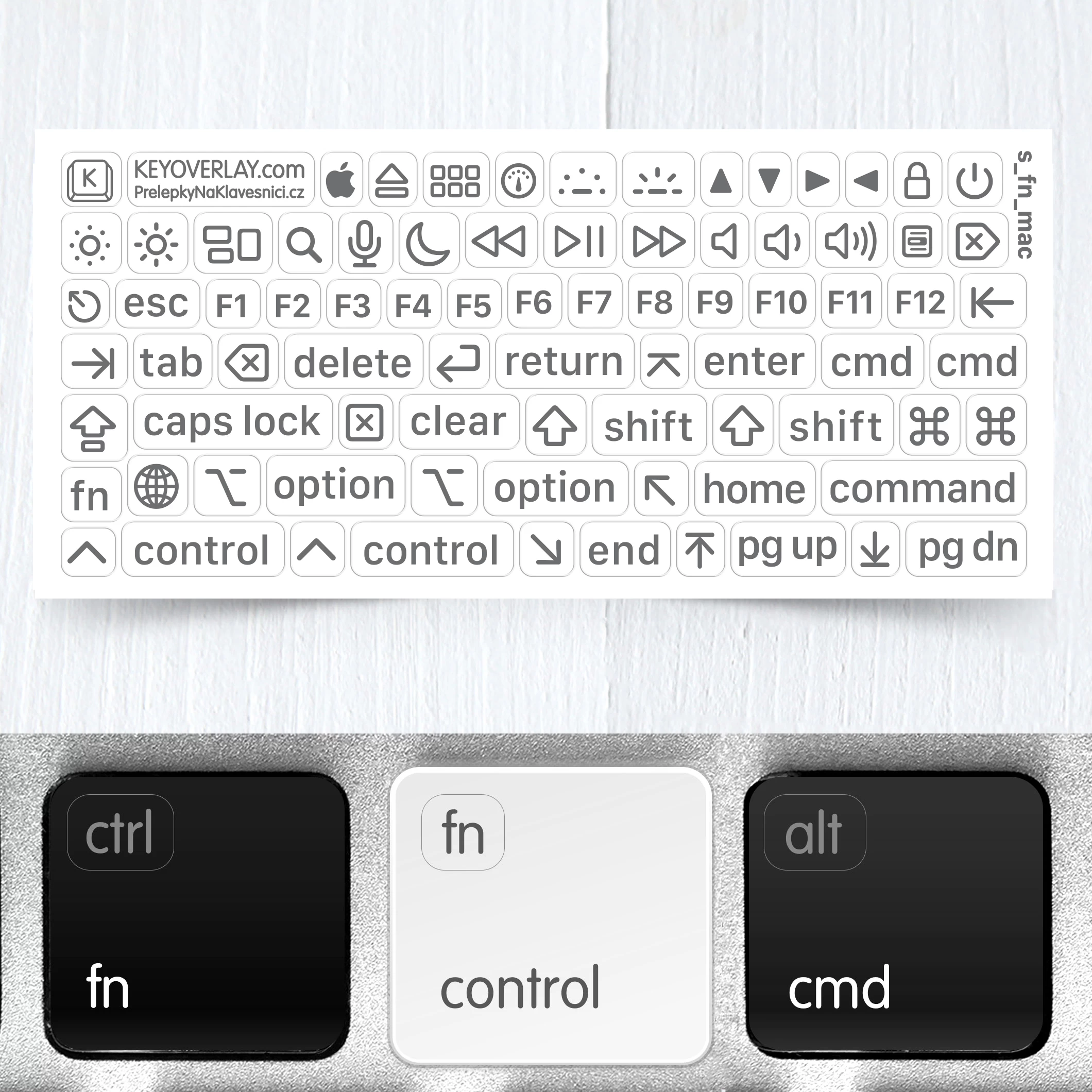Apple Mac OS Transparent Mini Keyboard Stickers for Function and Modifier Keys