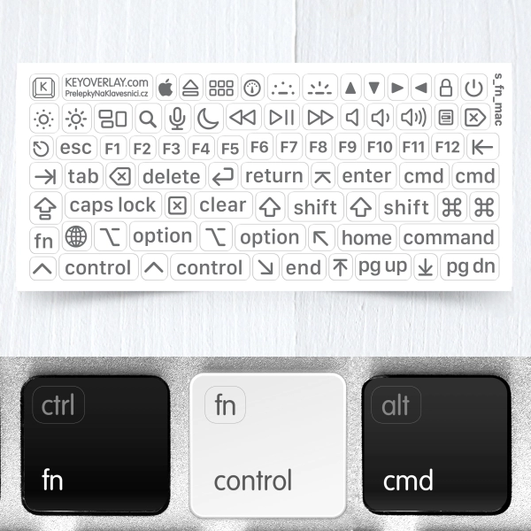 Apple Mac OS Transparent Mini Keyboard Stickers for Function and Modifier Keys