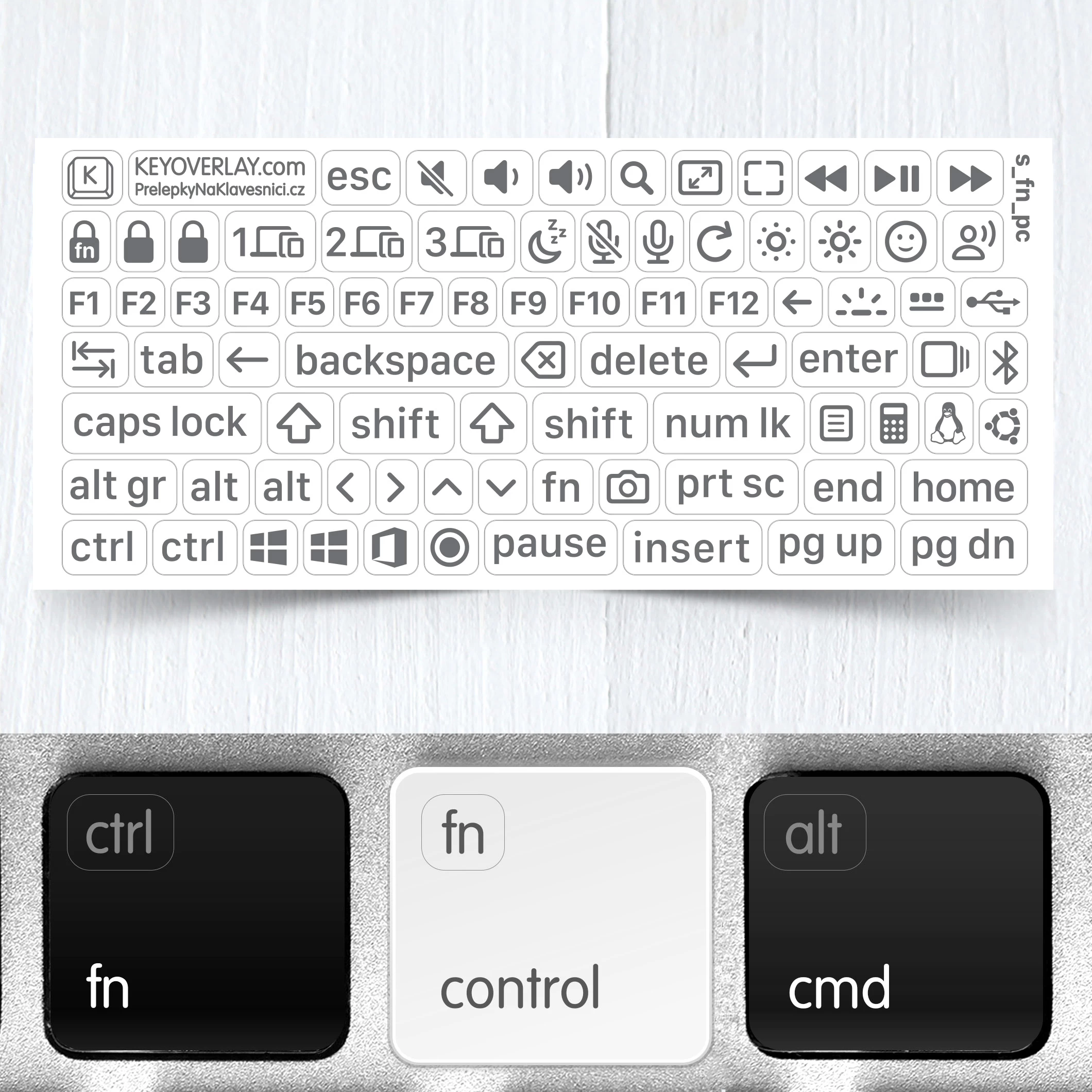 Windows & Linux Modifier Function Key Stickers – Transparent Labels for Backlit Keyboards