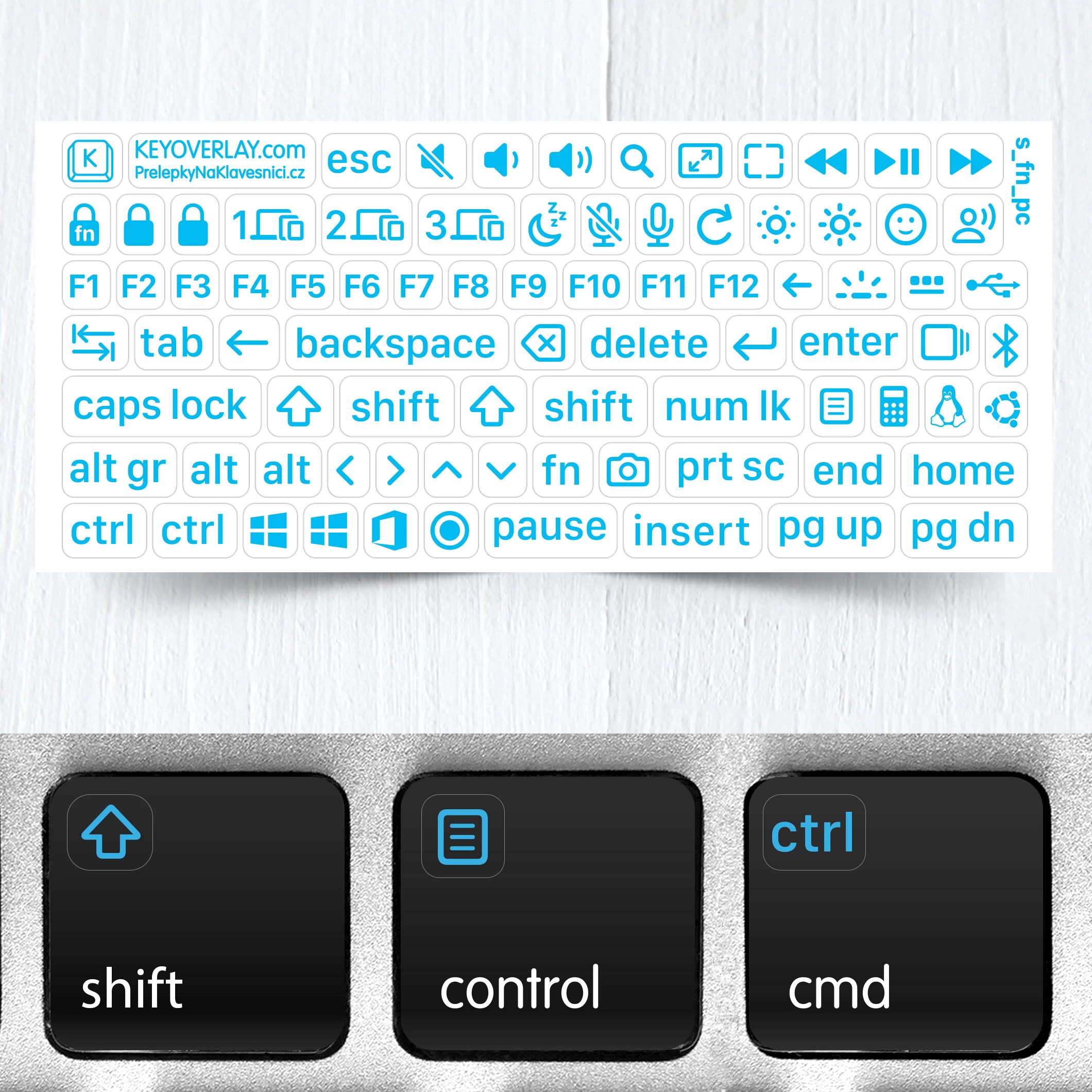 Windows & Linux Modifier Function Key Stickers – Transparent Labels for Backlit Keyboards