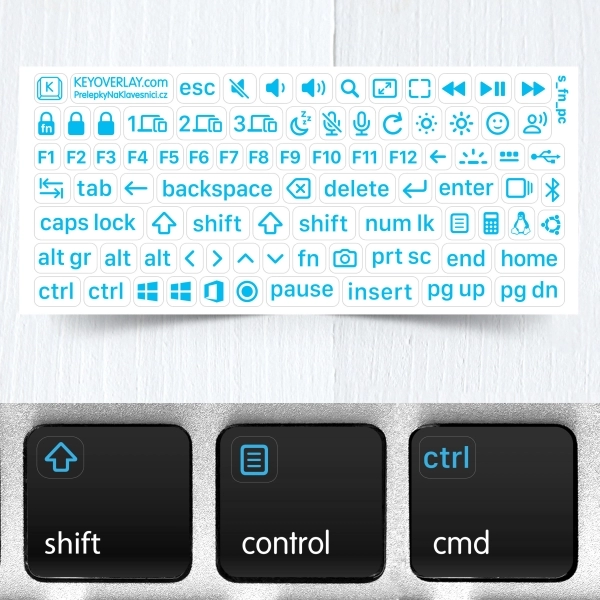 Windows & Linux Modifier Function Key Stickers – Transparent Labels for Backlit Keyboards