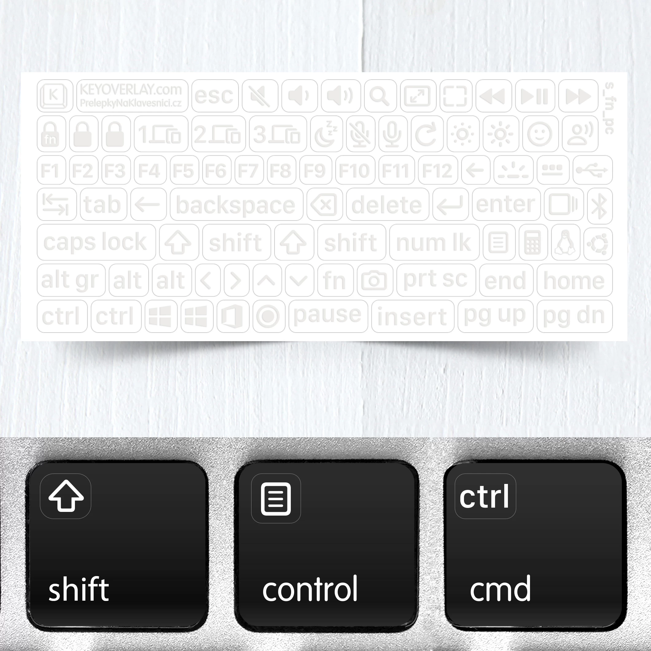 Windows & Linux Modifier Function Key Stickers – Transparent Labels for Backlit Keyboards
