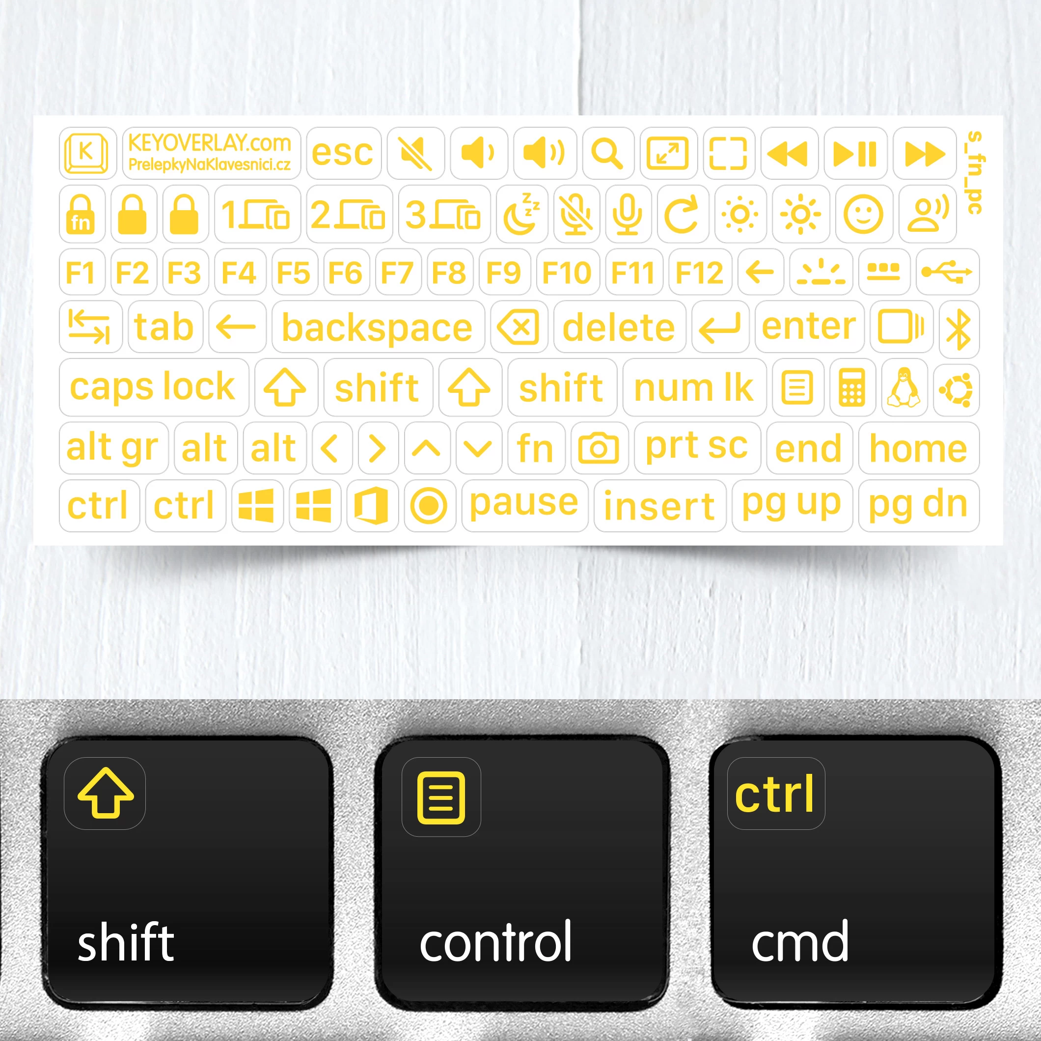Windows & Linux Modifier Function Key Stickers – Transparent Labels for Backlit Keyboards