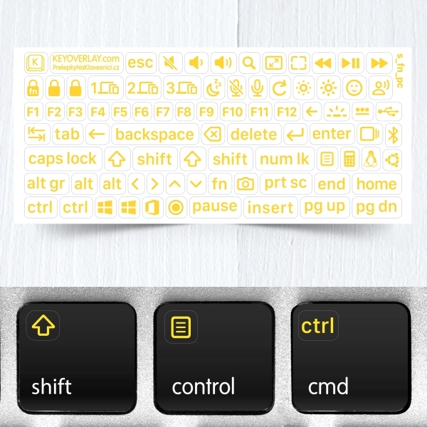 Windows & Linux Modifier Function Key Stickers – Transparent Labels for Backlit Keyboards