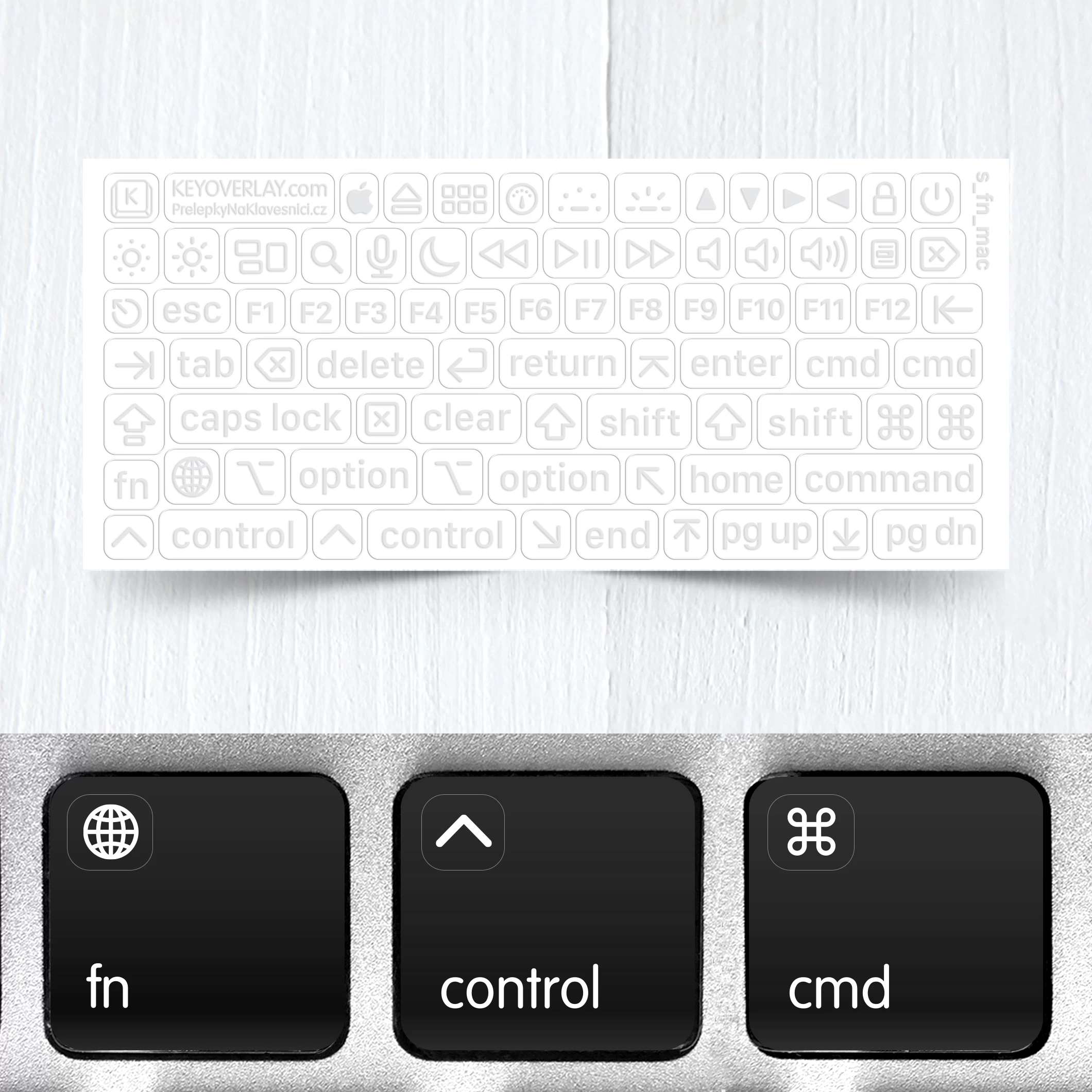 Apple Mac OS Transparent Mini Keyboard Stickers for Function and Modifier Keys