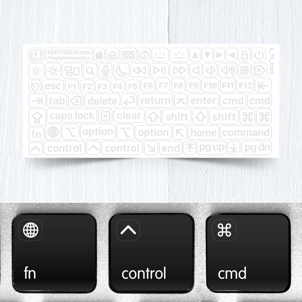 Apple Mac OS Transparent Mini Keyboard Stickers for Function and Modifier Keys