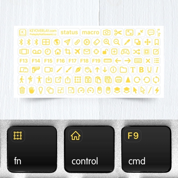 Icons for functions, editing, and gaming – mini transparent keyboard stickers, Vol.2