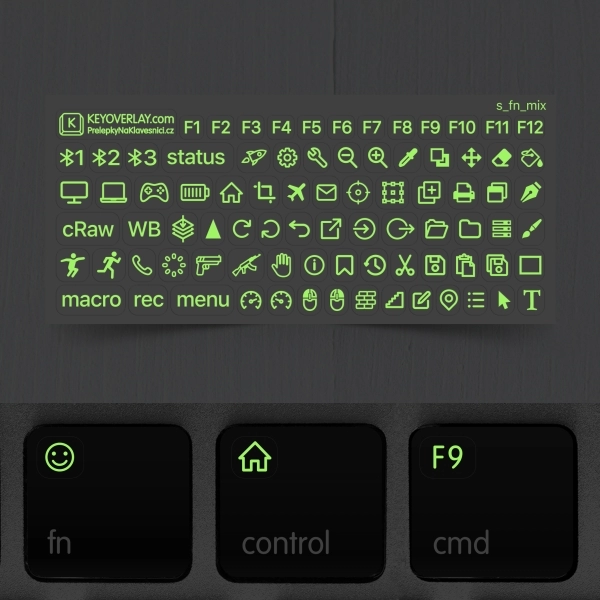 Glowing Function & Gaming Keyboard Stickers – Fluorescent, Transparent