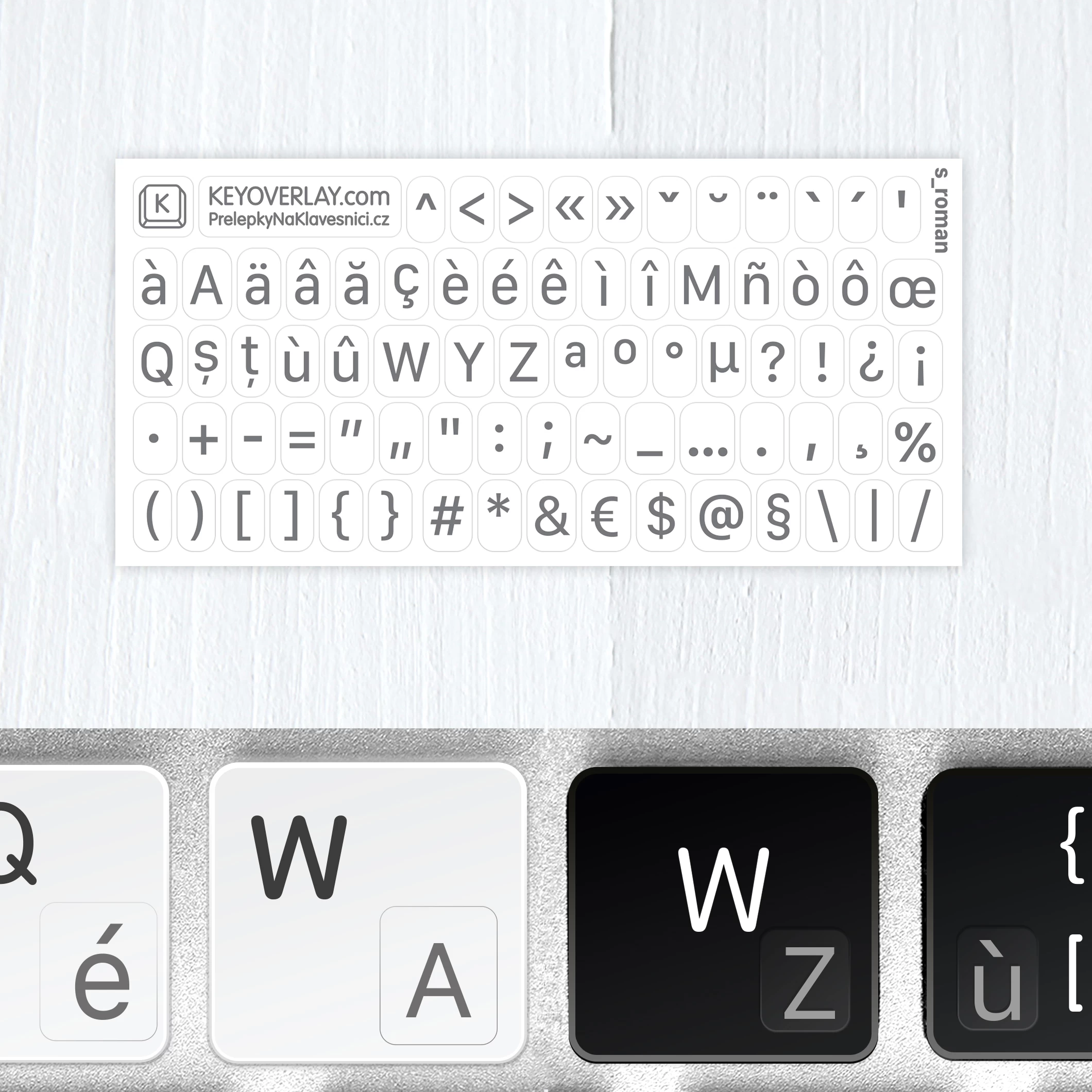 Italian transparent mini keyboard stickers