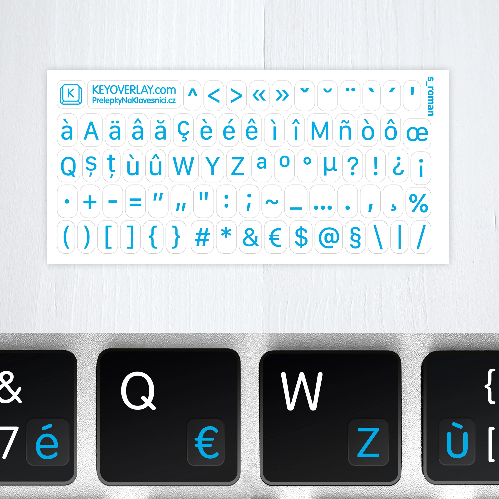 Italian transparent mini keyboard stickers