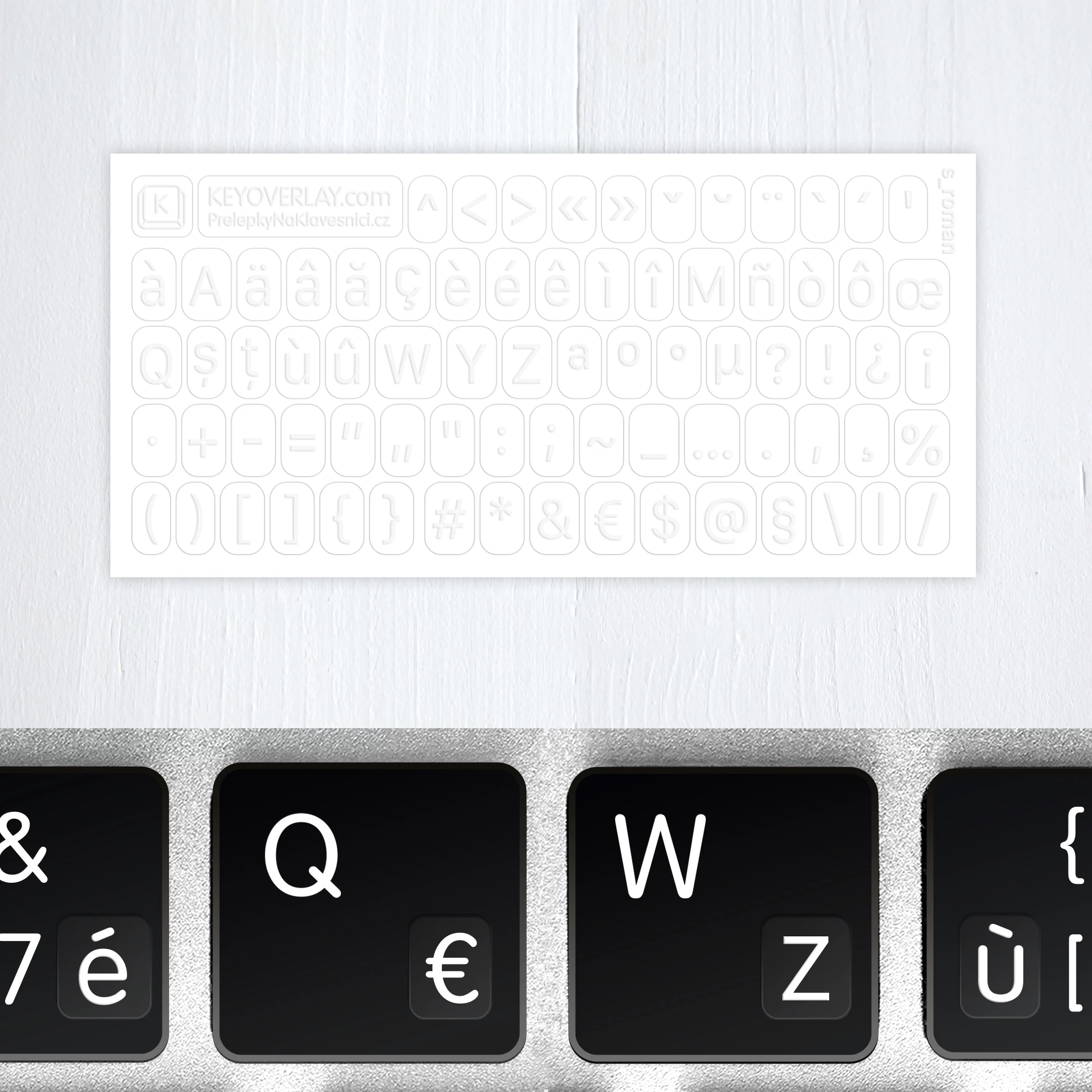 Italian transparent mini keyboard stickers