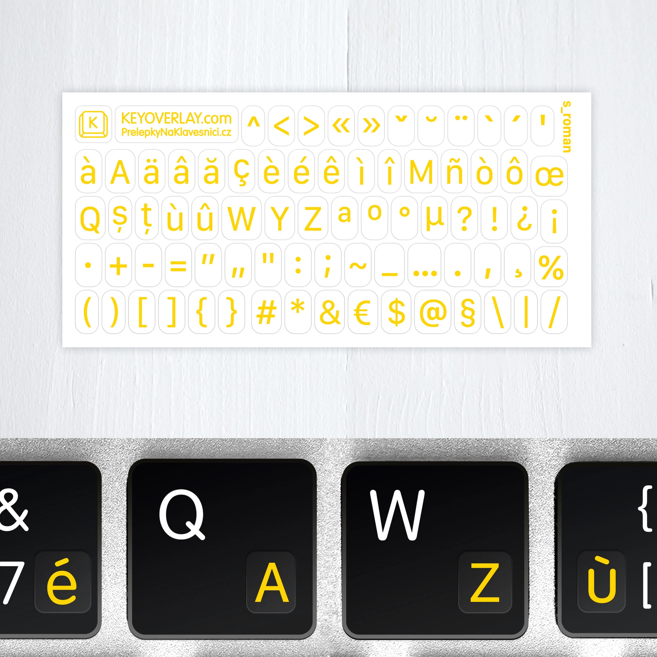 Italian transparent mini keyboard stickers