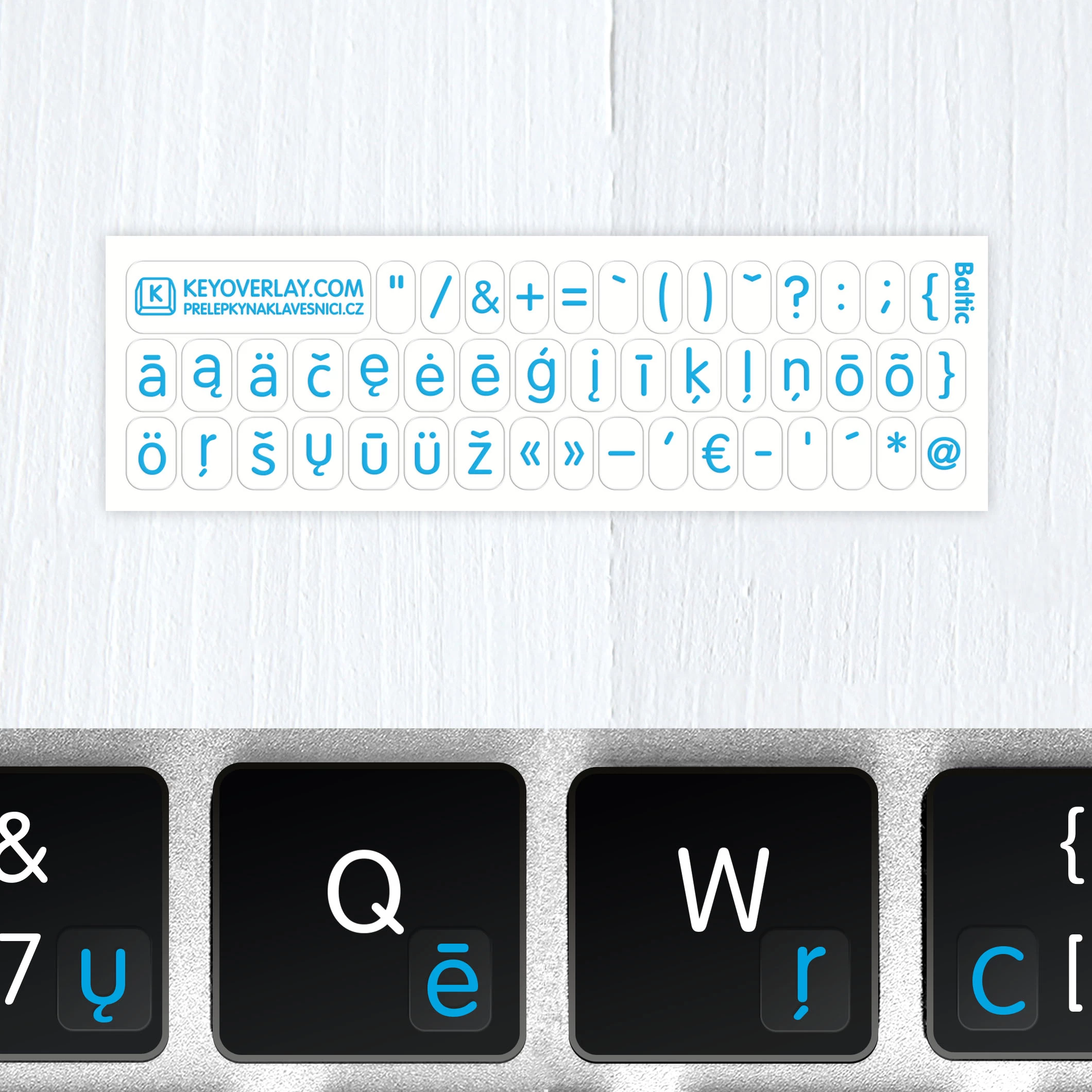 Lithuanian Transparent Stickers for Dark Keyboard