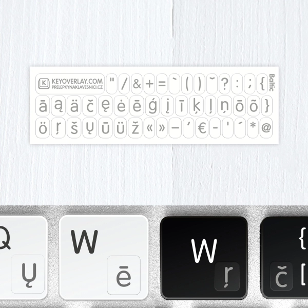 Lithuanian Transparent Stickers for Dark Keyboard
