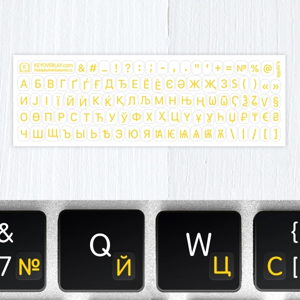 Cyrillic Small Transparent Keyboard Stickers – Add-on Set with Letters & Punctuation
