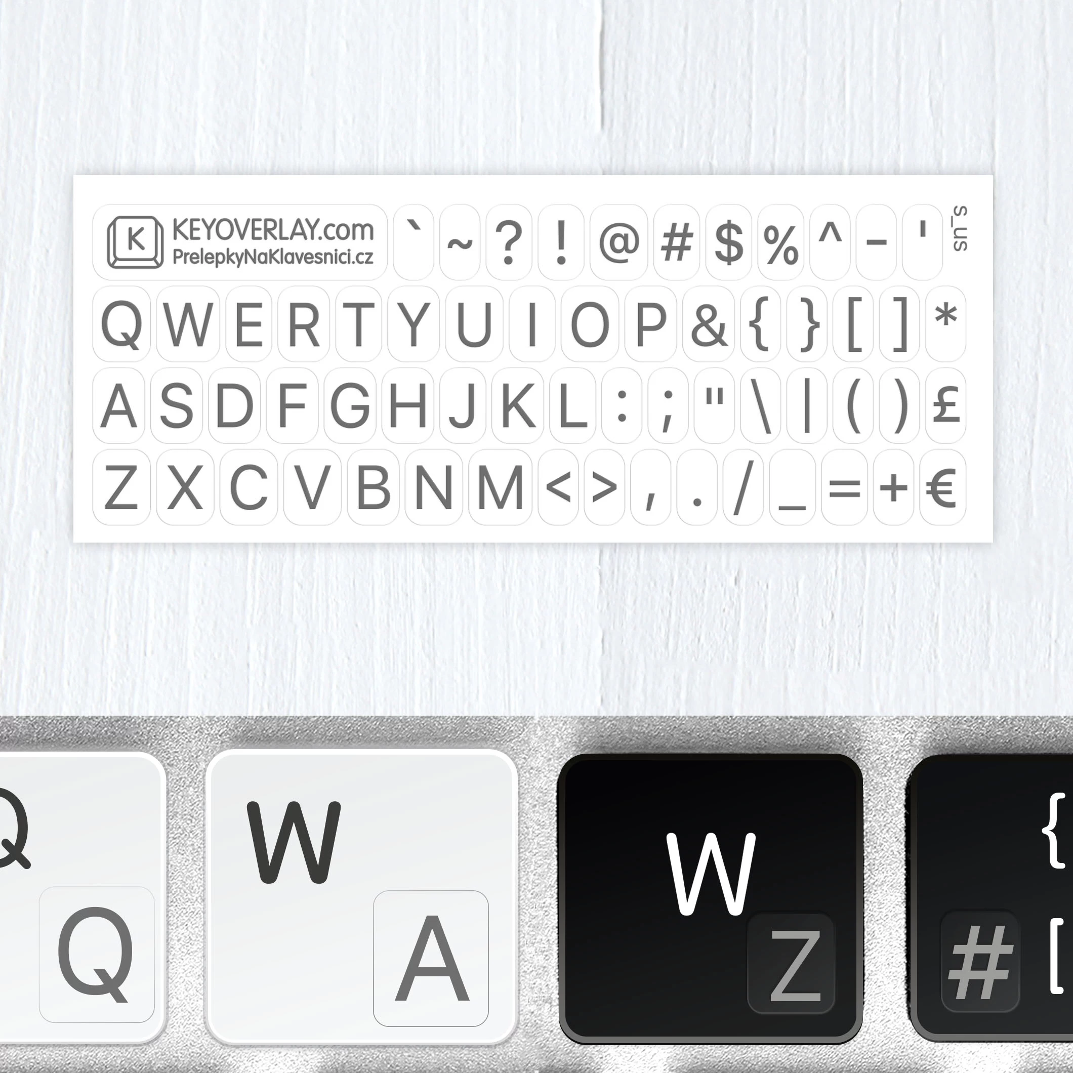 English Alphabet and Punctuation Symbols – Small Keyboard Transparent Stickers