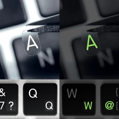 Glowing English Alphabet and Punctuation Symbols with fluorescent effect