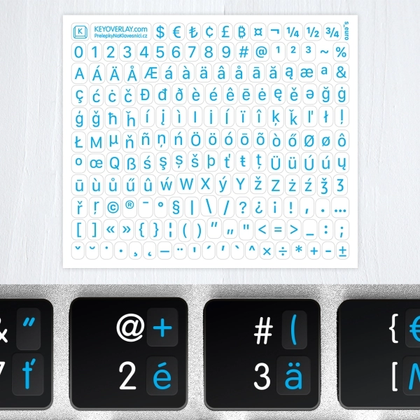 Full Latin Set with Diacritics & Special Symbols – Clear Tiny Keyboard Labels