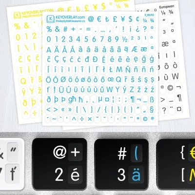 Multilingual Mini Keyboard Stickers – Full Latin Alphabet with Diacritics, Symbols & Numbers