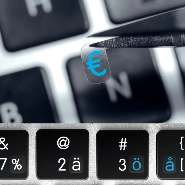 Germanic languages – mini transparent keyboard stickers with diacritics