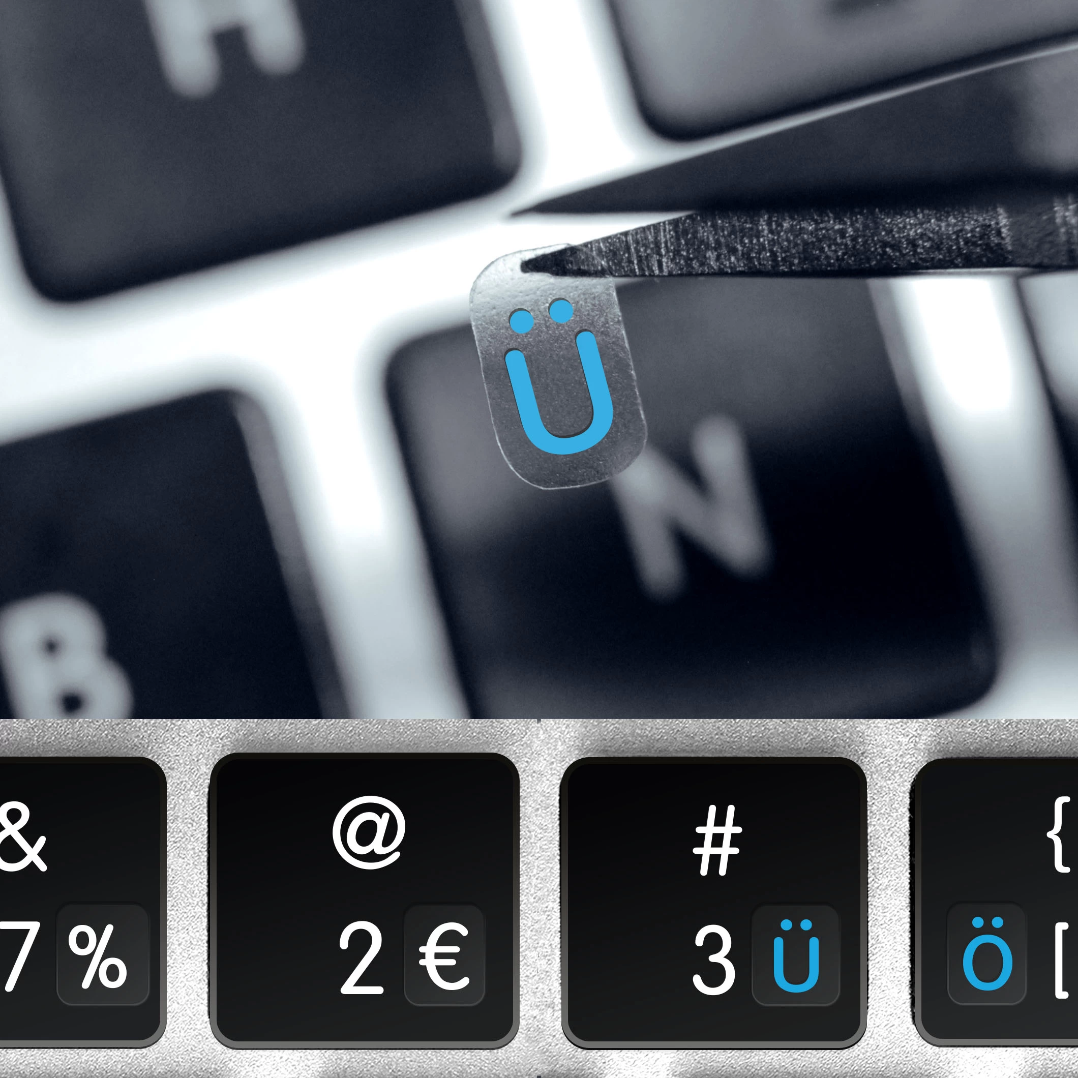 Icelandic keyboard stickers – Alphabet and Punctuation Symbols – Small Transparent Vinyl Decals