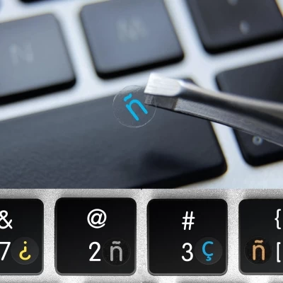Spanish transparent mini keyboard stickers