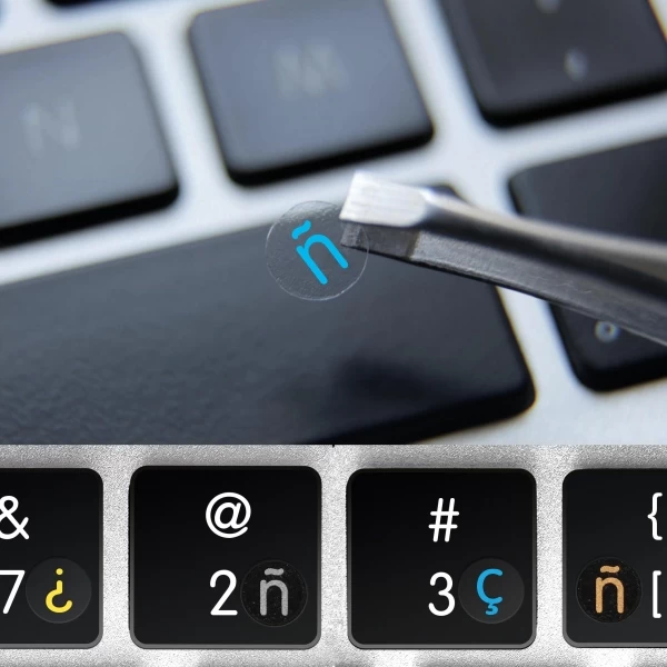 Spanish transparent mini keyboard stickers
