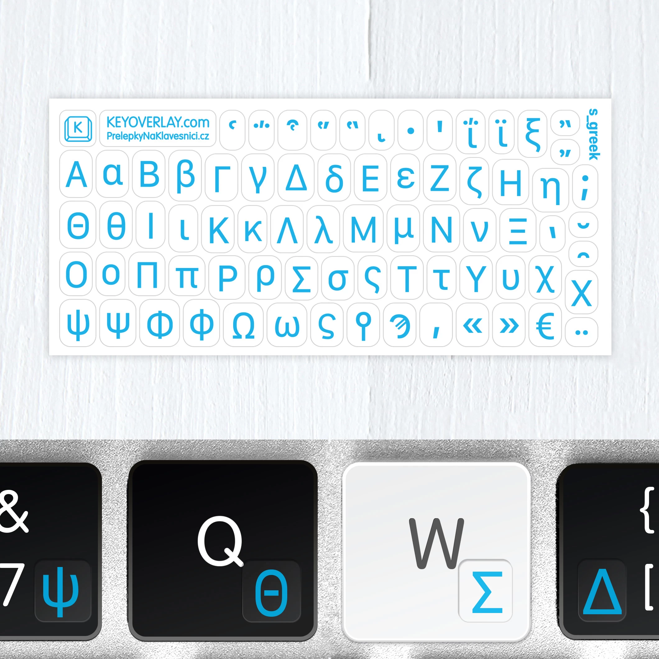 Greek Mini Keyboard Stickers – Transparent Overlays (Modern & Ancient Greek)