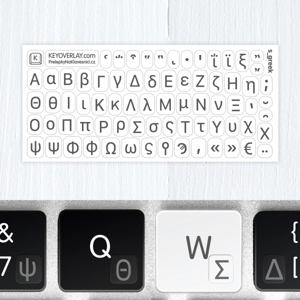 Greek Mini Keyboard Stickers – Transparent Overlays (Modern & Ancient Greek)