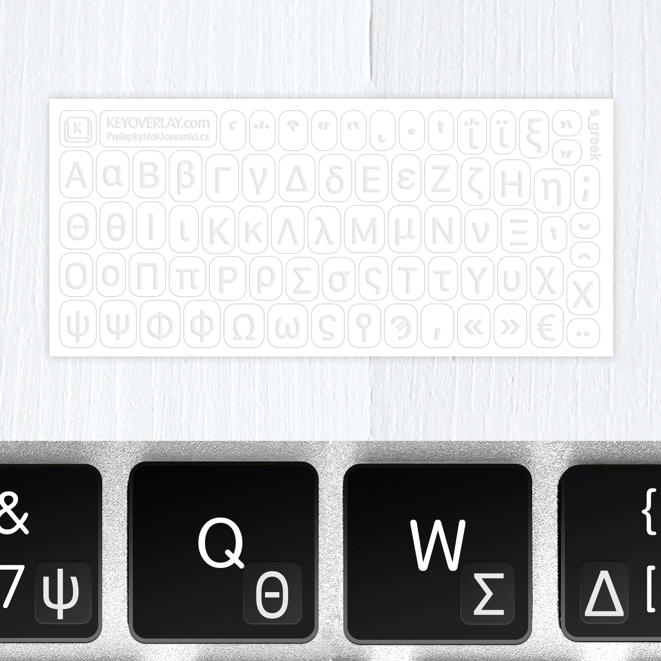 Greek Mini Keyboard Stickers – Transparent Overlays (Modern & Ancient Greek)