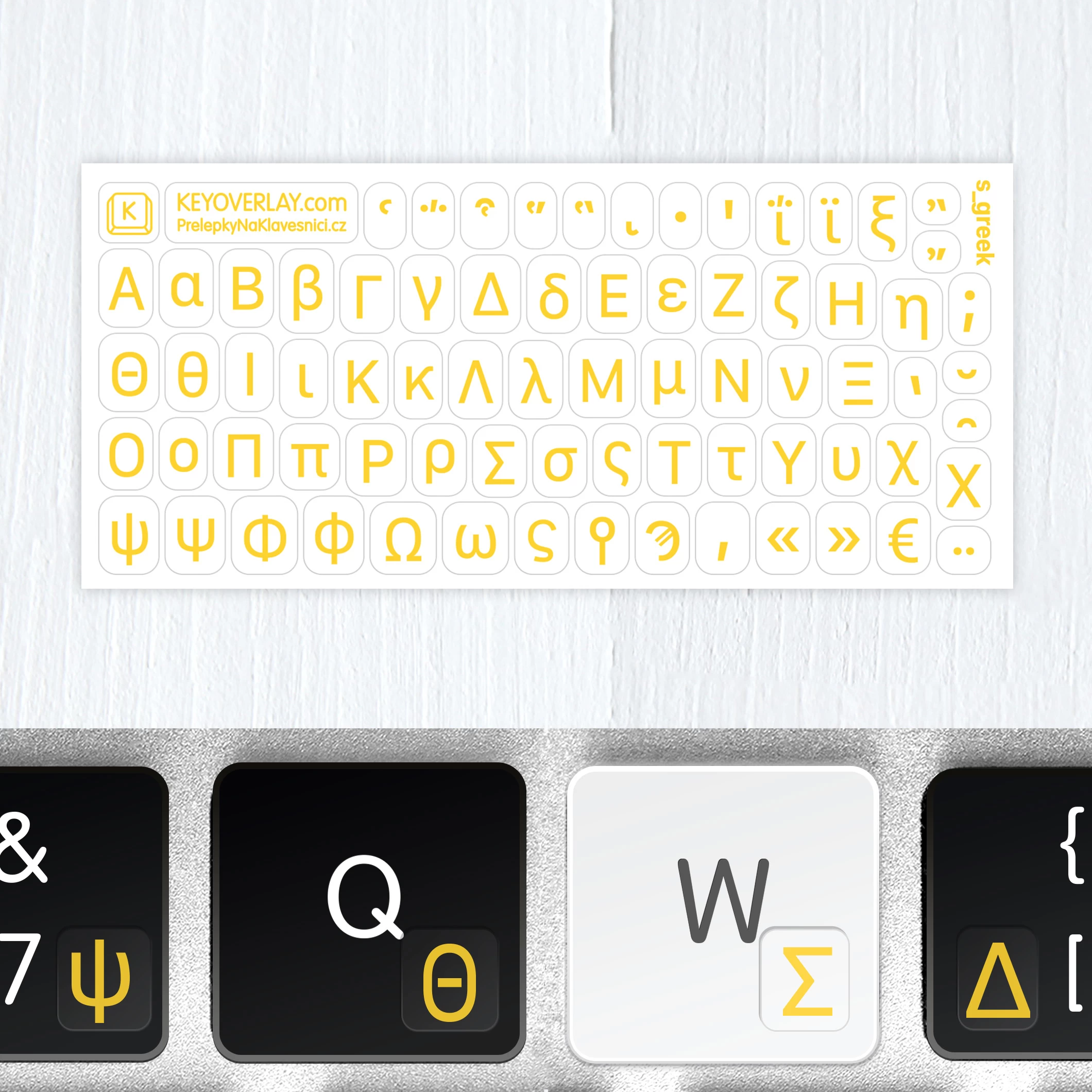 Greek Mini Keyboard Stickers – Transparent Overlays (Modern & Ancient Greek)