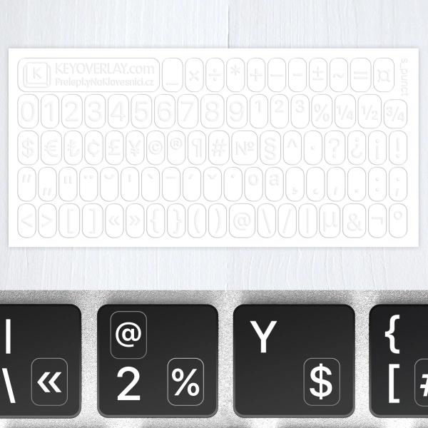 Punctuation, Mathematical Characters and Numbers – Transparent Keyboard Sticker