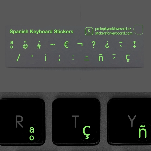 Glowing spanish letters with fluorescent effect
