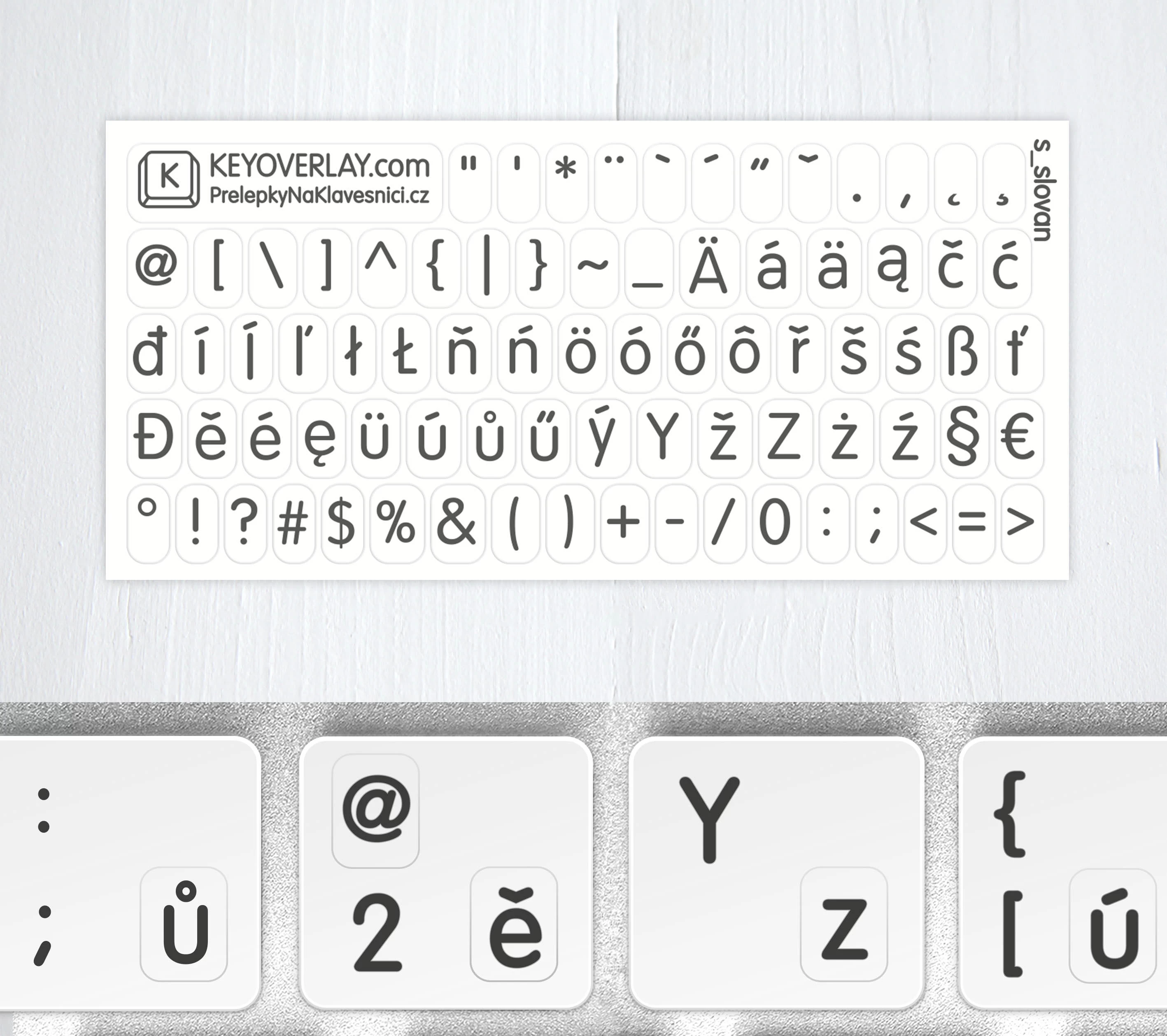 Czech Alphabet and Punctuation Symbols – Small Transparent Keyboard Stickers