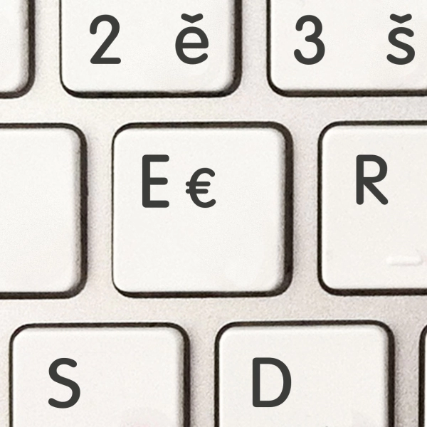 Czech & English non transparent stickers for white keyboard