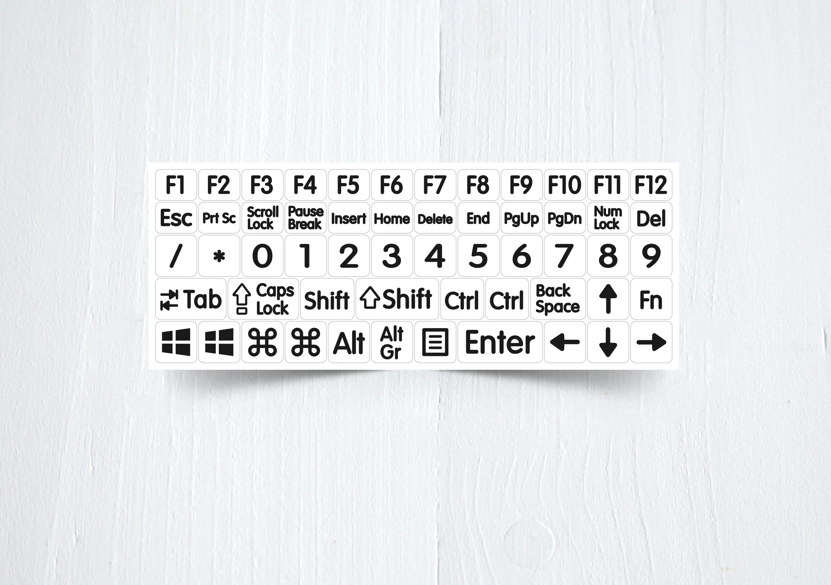 BIG Modifier & Function Signs – Nontransparent Stickers for White Keyboards