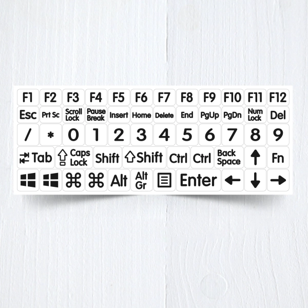 BIG Modifier & Function Signs – Nontransparent Stickers for White Keyboards