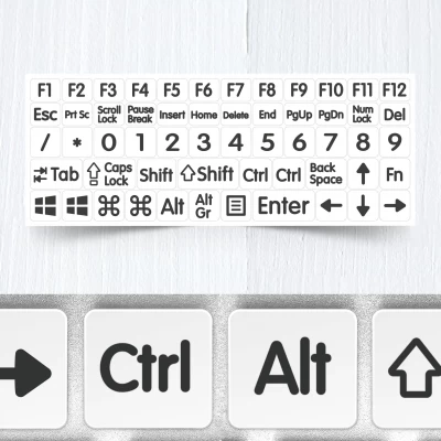 BIG Modifier & Function Signs – Nontransparent Stickers for White Keyboards