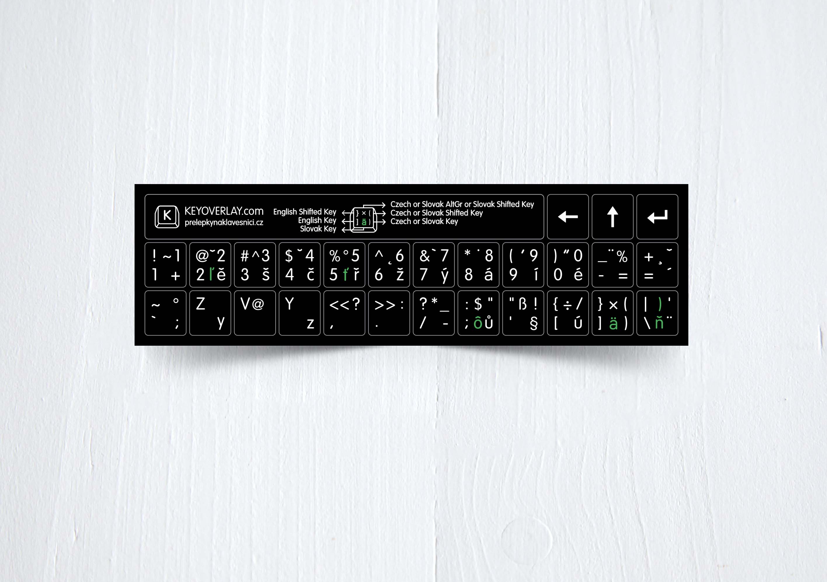 Czech, English and Slovak non transparent keyboard stickers (abridged version)