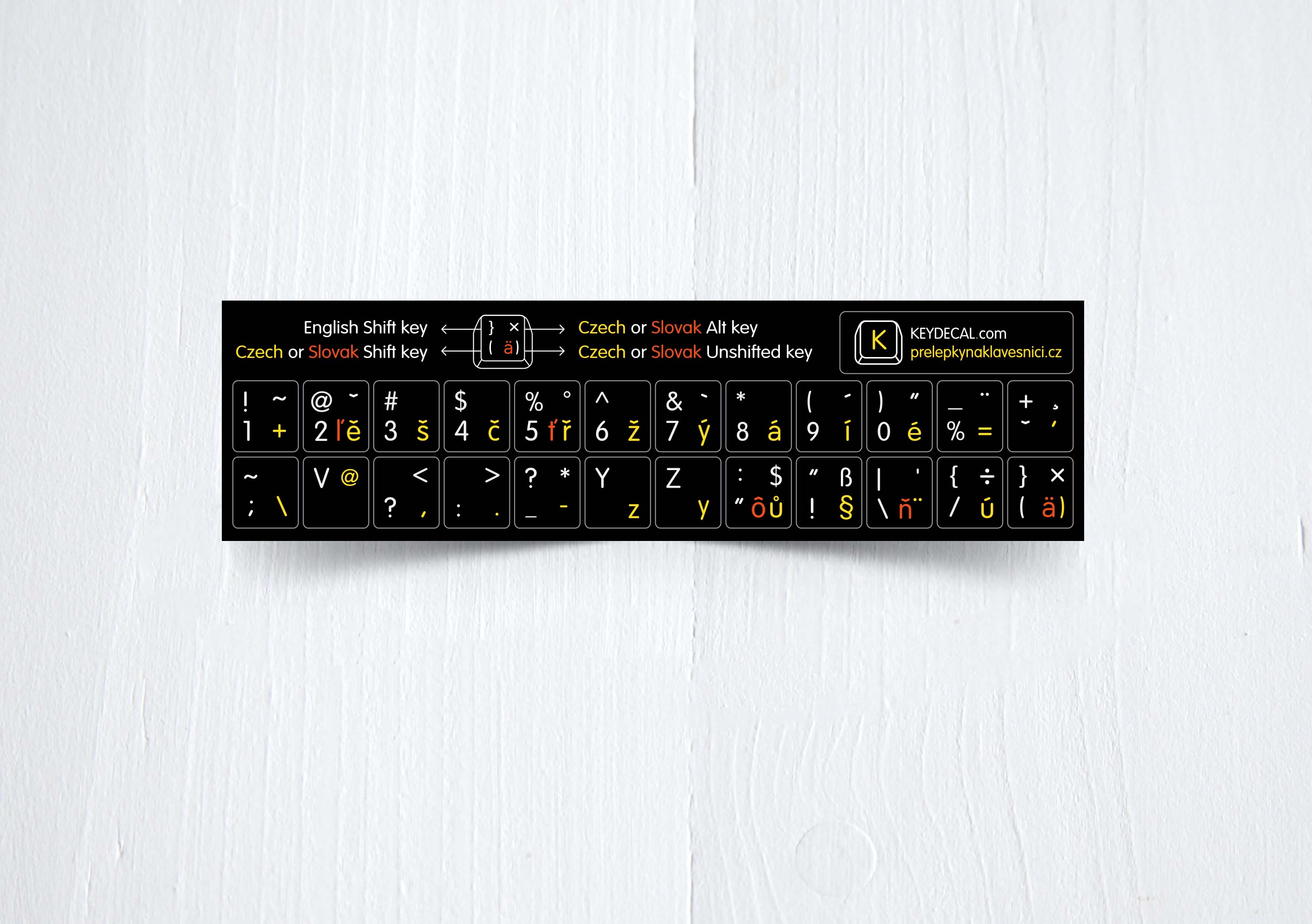 Czech, English and Slovak non transparent keyboard stickers (abridged version)