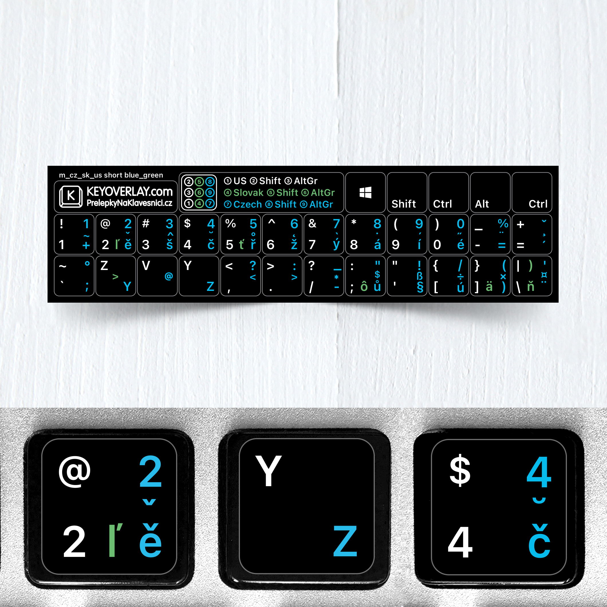 Czech, English and Slovak non transparent keyboard stickers (abridged version)