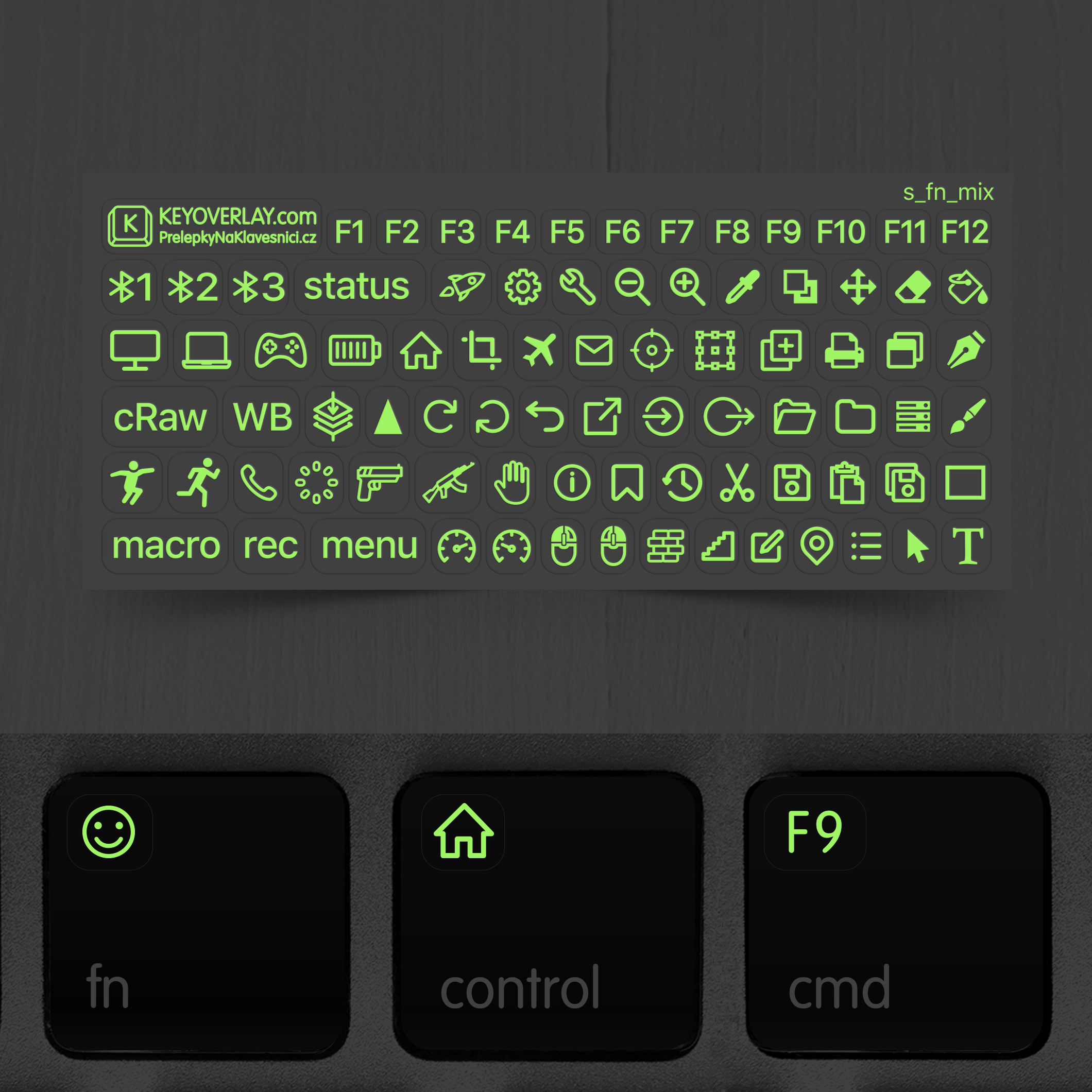 Glowing Function & Gaming Keyboard Stickers – Fluorescent, Transparent