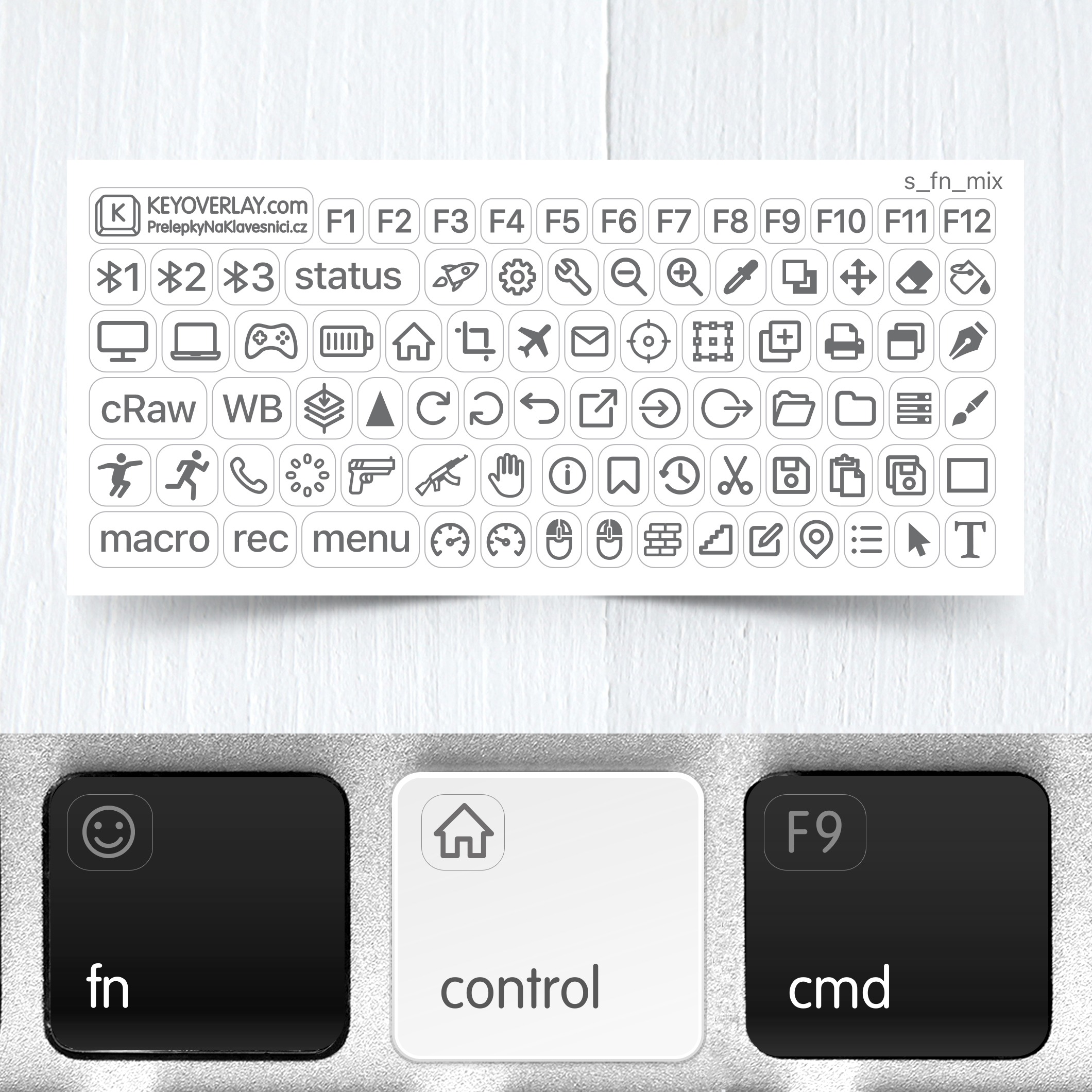 Functional, Navigation, and Gaming Symbols on Backlit Keyboards for Edits and Games