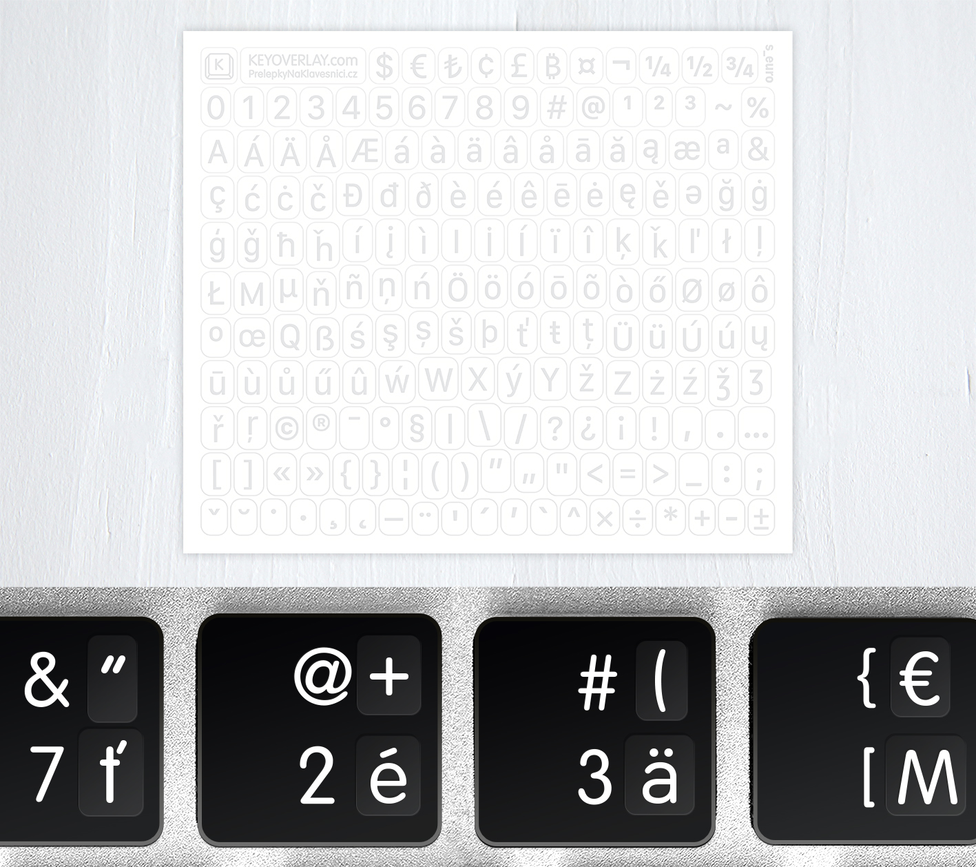 Multilingual Mini Keyboard Stickers – Full Latin Alphabet with Diacritics, Symbols & Numbers